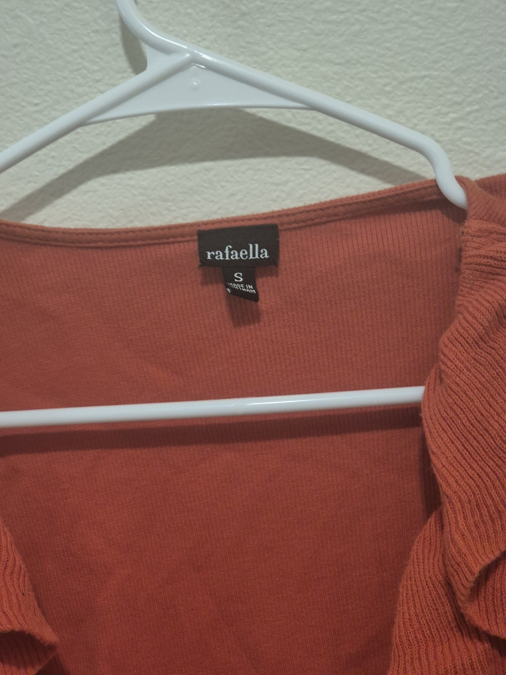 Orange Ruffle Open Front Cardigan Size Small - Picture 2 of 4